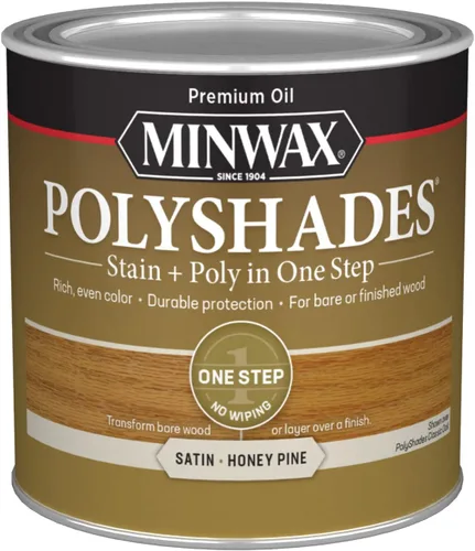 Miniatura 47 de Minwax PolyShades Tinte de Madera + Acabado de Poliuretano – Cuarto, Roble Misión, Brillo Mission Oak