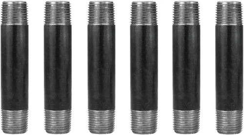 GeilSpace Paquete de 6 Tubos de Metal Gris Precortados de 1/2" × 4" de Servicio Pesado, Acero Industrial que se Adapta a Tuberías y Accesorios