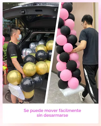 Miniatura 4 de Kit de Soporte de Columna de Globos de Metal Resistente YALLOVE, Juego de 2, Soporte de Torre de Globos Ajustable de 80 Pulgadas de Altura