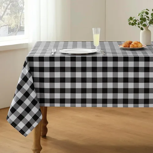 Miniatura 13 de Veblandy - Mantel cuadrado a cuadros impermeable de gingham, lavable, a cuadros de búfalo, funda de mesa sin arrugas para cocina, comedor y pícnic