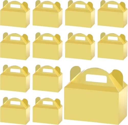 Miniatura 15 de MOORAY Paquete de 30 cajas de dulces con asas, cajas de regalo para fiestas de cumpleaños infantiles, baby shower, boda, Halloween y Navidad (dorado)