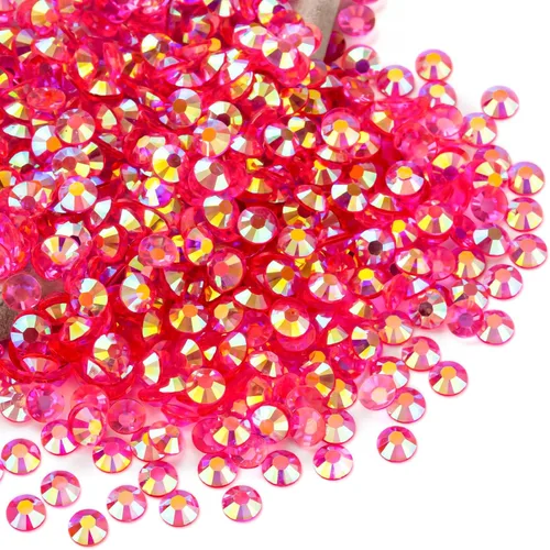 Miniatura 76 de Diamantes de imitación AB verdes a granel, 5000 piezas de diamantes de imitación de fondo plano redondos de gelatina AB sin fijación térmica, gemas