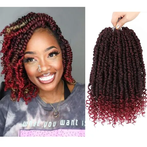Miniatura 23 de Cabello de ganchillo Passion Twist, cabello Passion Twist pretrenzado, cabello Passion Twist de 10 pulgadas, trenzas de ganchillo cortas Passion