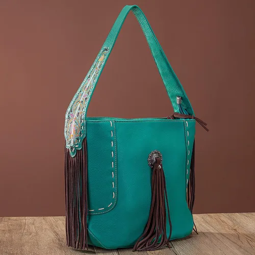 Miniatura 2 de Montana West Western - Bolsa de mano para mujer, colección de flecos, bolsa de transporte oculta con cartera