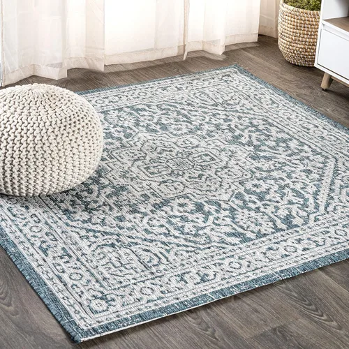 Miniatura 19 de Eyely BMS101D-28 - Alfombra de pasillo con textura de medallón de Santa Mónica Slesi, para interiores y exteriores, estilo costero, bohemio, Gris