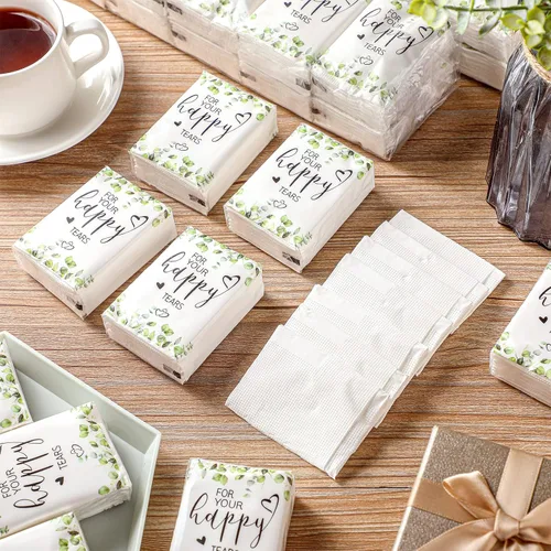 Miniatura 2 de 100 paquetes de pañuelos faciales de boda para bolsas de bienvenida, mini pañuelos de bolsillo, tamaño de viaje, recuerdos de boda para invitados, 3