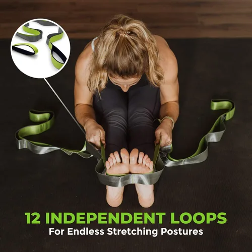 Miniatura 2 de Gradient Fitness Correa de Estiramiento para Terapia Física, Correa de Estiramiento de 12 Bucles Múltiples de 1.5 pulgadas de ancho x 8 pies