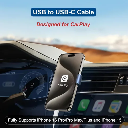 Miniatura 2 de Cargador de pared USB C delgado de 18 W y cable Carplay para iPhone 16/15 (paquete de 2 unidades de 3.3 pies) para iPhone 16 Pro Max/16 Plus/iPhone