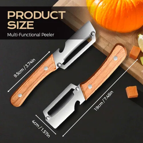 Miniatura 7 de Pelador de verduras multifuncional para cocina, pelador de acero inoxidable 2026, pelador de mango de madera duradero, herramienta de pelado afilada
