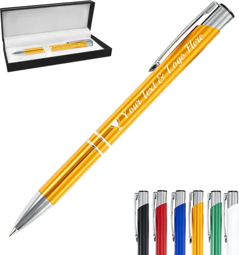 Miniatura 39 de Bolígrafo personalizado, 1 unidad, bolígrafo personalizado con logotipo de mensaje de nombre comercial grabado, tapa de clic de tinta negra, regalo