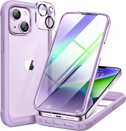 Miniatura 247 de Miracase Funda para iPhone 13 de 6.1 pulgadas, [sin burbujas] funda de teléfono de cuerpo completo con pantalla de vidrio completa integrada, sin