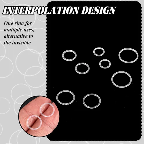 Miniatura 3 de Tucnoeu 24 piezas de anillos de nariz transparentes y anillo de tabique transparente, retenedores de oreja de aro de plástico, anillos de nariz