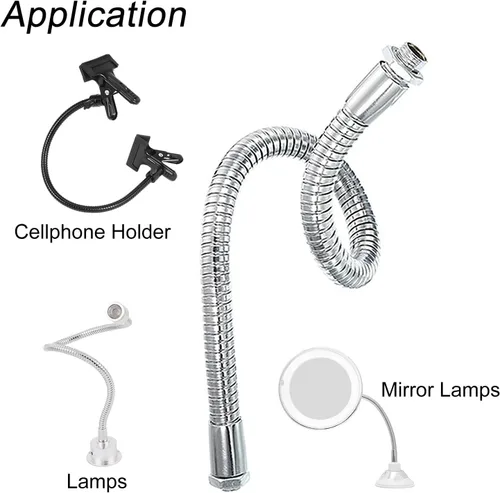 Miniatura 5 de PATIKIL Cuello de cisne universal de 4.7 in/4.7 pulgadas, manguera flexible de metal de rosca fina M10, extensión de tubo de cuello de cisne de Negro