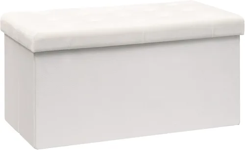 Miniatura 15 de B FSOBEIIALEO Otomana de Almacenamiento Plegable, Banco Largo de Zapatos Otomanas, Asiento Reposapiés de Cofre de Almacenamiento de Terciopelo Gris
