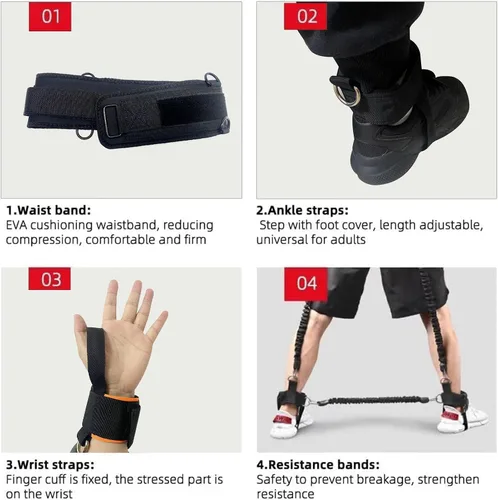 Miniatura 4 de Bandas de resistencia de boxeo, bandas de ejercicio de fuerza y agilidad para piernas para MMA, combate de karate, equipo de entrenamiento