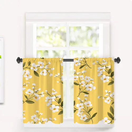 Miniatura 155 de Cortinas opacas de poliéster multicapa para cafetería, con diseño de diamantes, 2 unidades, 26 x 24 pulgadas
