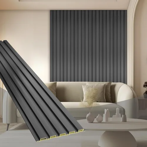 Miniatura 37 de OUZUGIE WPC Paneles de Pared de Rejilla Acústica, Paquete de 8 Paneles de Pared 3D de 114 x 6 Pulgadas para Decoración de Paredes Interiores, Sala