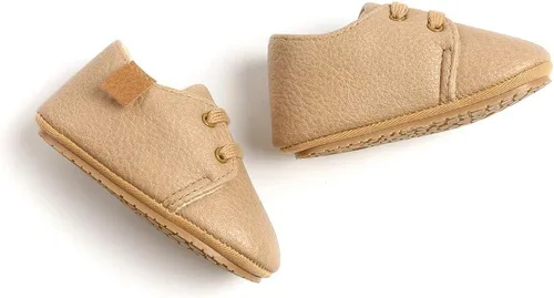 Miniatura 5 de SOFMUO Zapatos deportivos de cuero con cordones para bebés, niños y niñas, suela de goma suave, mocasines Oxford para recién nacidos