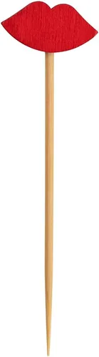 Miniatura 2 de Brochetas de cóctel de 2.75 pulgadas, 100 pinchos de aperitivo de labios sexys, puntiagudos, resistentes, palillos de dientes de bambú rojo