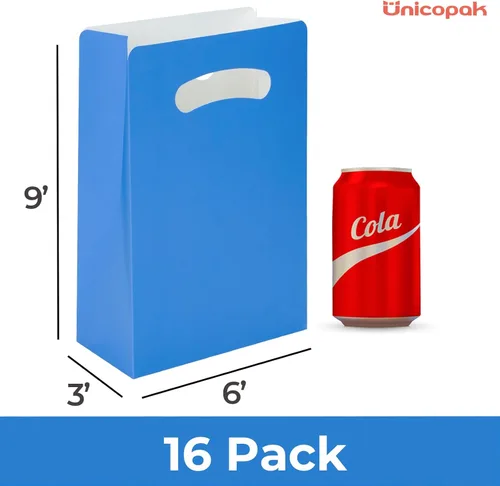 Miniatura 2 de UnicoPak Paquete de 16 bolsas azules de recuerdo de fiesta, 6 x 3 x 9 pulgadas, bolsas de regalo de color azul mate prémium para cumpleaños, baby