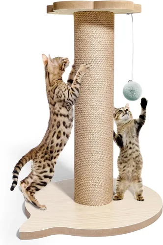 Árbol para gatos de 18 pulgadas de alto para gatitos, poste rascador de yute con bola colgante para gatitos y gatos adultos, torre pequeña para