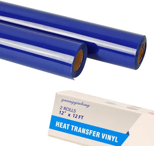 Miniatura 35 de guangyintong Rollo de vinilo de transferencia de calor negro con purpurina, 2 rollos de vinilo para planchar de 12 pulgadas x 12 pies