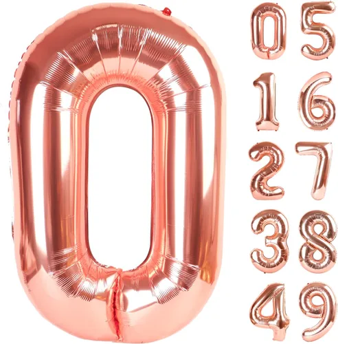 Miniatura 123 de Globo de cumpleaños número 4 dorado de 40 pulgadas, globos gigantes del número cuatro 14 24 34 40 44 2024, globos grandes de lámina de mylar para Oro