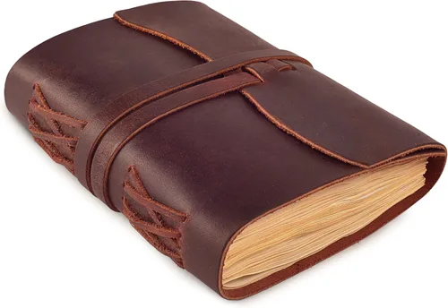 Miniatura 12 de LEATHER VILLAGE Diario encuadernado en cuero, marrón rústico, 7 x 5 pulgadas, 220 páginas, diario vintage de papel en blanco para escribir, dibujar