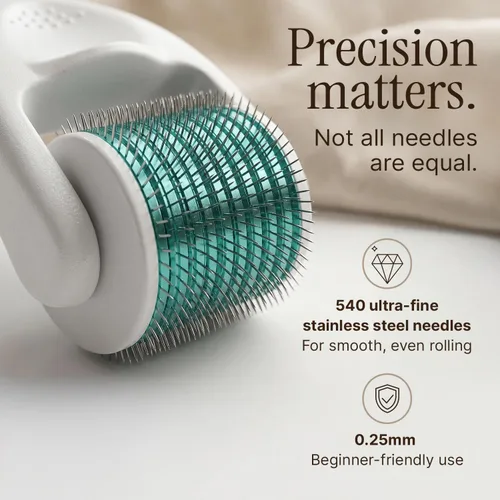 Miniatura 4 de Derma Roller para cuero cabelludo, barba y cara, rodillo de microagujas con microagujas de acero inoxidable 540 de 0.010 in, herramienta