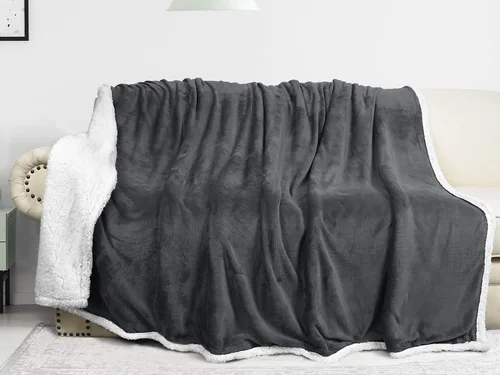 Miniatura 19 de Catalonia Manta Sherpa de Lana Azul Marino, Manta de Felpa de Visón Súper Suave para Sofá, Manta Mullida y Esponjosa para Cama y TV, Mantas Pesadas