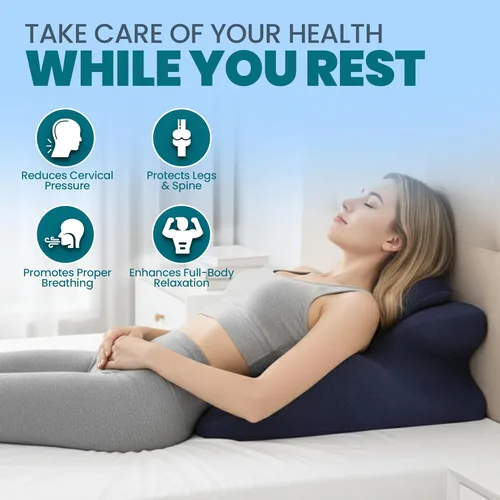 Miniatura 2 de Almohada de cuña de espuma viscoelástica, almohada ergonómica de lectura y cuña de cama para dormir, soporte de espalda, reflujo ácido y elevación