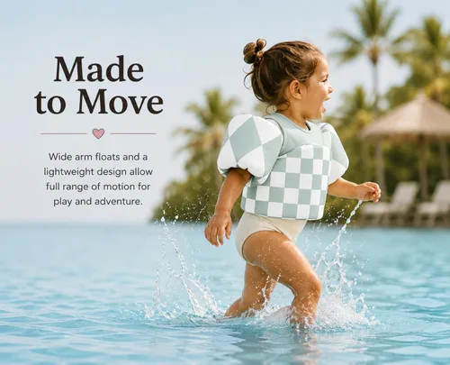 Miniatura 7 de KIDSco Swim Vest for Kids 30-50 lbs. A Puddle Jumper Swimming Float Aid with Shoulder Straps and Arm Water Wings. for Boys and Girls Aged 2-6