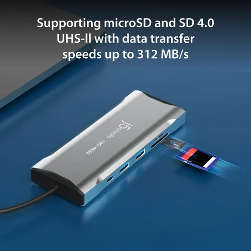 Miniatura 6 de j5create Concentrador de pantalla triple USB C 4K - 4K HDMI x2, 4K DP, 2 USB-A y USB-C 10Gbps, PD 100W, Ethernet, lector de tarjetas SD 4.0