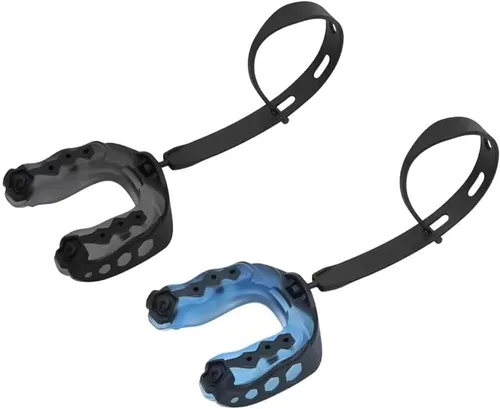 Paquete de 2 protectores bucales de fútbol, protector bucal deportivo para fútbol juvenil con correa y caja de baloncesto, protector bucal deportivo