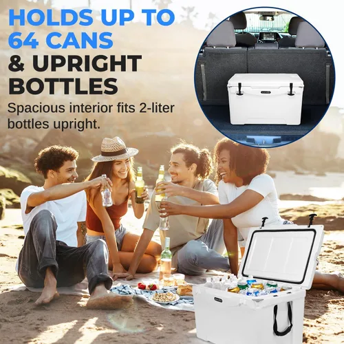 Miniatura 2 de SereneLife Caja enfriadora rotomoldeada ultrarresistente de 25 a 75 cuartos de galón, con capacidad para hasta 64 latas, mantiene el hielo hasta 5