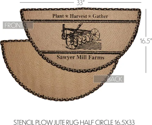 Miniatura 3 de VHC Brands Sawyer Mill - Alfombra de medio círculo de yute de arado de carbón (16.5 x 33 pulgadas)