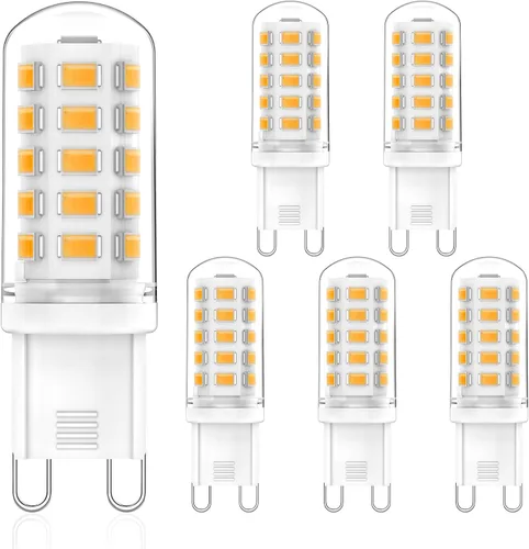 Miniatura 8 de YUIIP Bombillas LED G9 de 2700 K, blanco cálido suave, 4 W (equivalente a halógeno de 40 W), AC120V 400LM G9 bombilla base bi pin para candelabros
