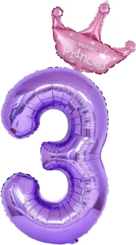 Miniatura 10 de Globos morados del número 1 de 40 pulgadas con corona de princesa, globos de helio de aluminio número 1, decoraciones de fiesta de primer cumpleaños