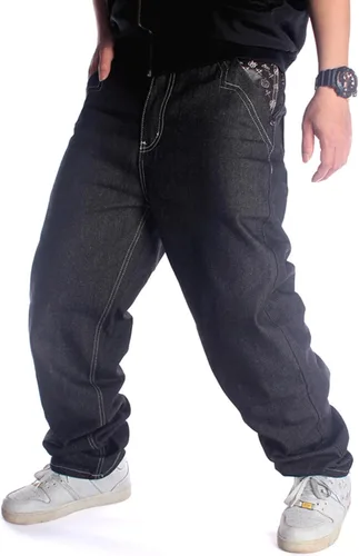 Miniatura 3 de Y2K Jeans - Pantalones de mezclilla para hombre, estilo hip hop, estilo vintage, bordados, estilo gótico, recto, holgados, pierna ancha