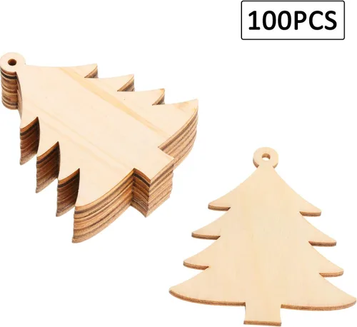 Miniatura 7 de Tatuo 50 adornos de madera para árbol de Navidad, adornos colgantes con cuerdas para decoración de Navidad, festivales, bodas, manualidades