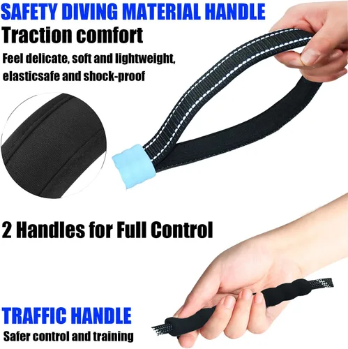 Miniatura 9 de Correa elástica 4 en 1 resistente para perro con 3 asas acolchadas, correa antideslizante reflectante, giratorio sin enredos, cinturón de seguridad