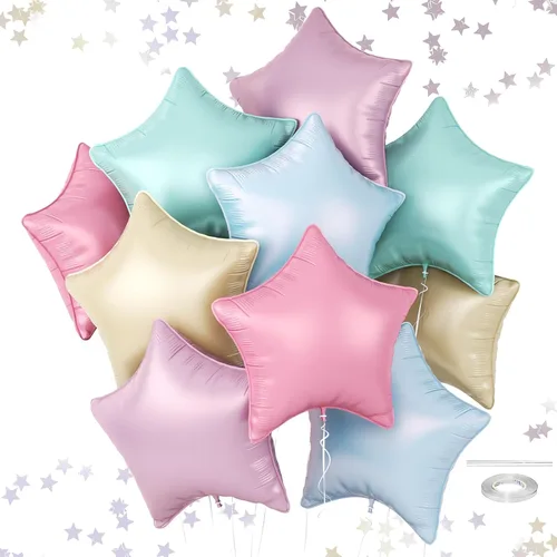 Miniatura 28 de Globos de estrellas rojas, azules y negras, globo de papel de aluminio de 18 pulgadas para helio, paquete de 10 globos rojos y azules, globo de Negro