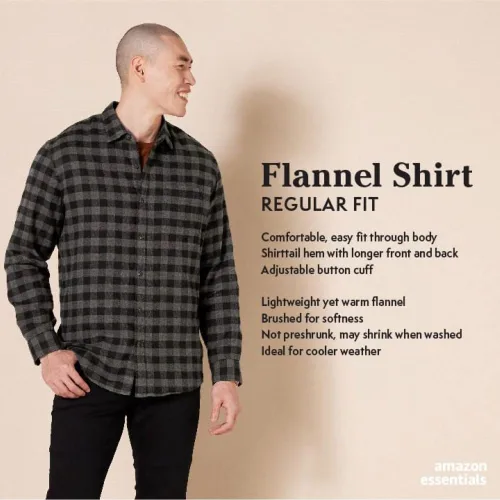 Miniatura 2 de Tienda Essentials - Camisa de franela para hombre, de manga larga
