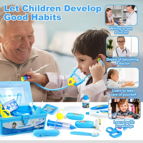Miniatura 3 de Fajiabao Kit de médico para niños pequeños de 3 a 5 años, juguetes de disfraz para 2, 3, 4, 5 años, juego de simulación para niños con estetoscopio