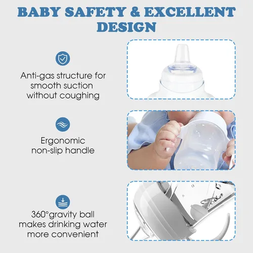 Miniatura 2 de Kit de conversión de vasos con boquilla para biberones anticólicos Philips Avent, tapa suave y bola pesada de transición con asas convertidor