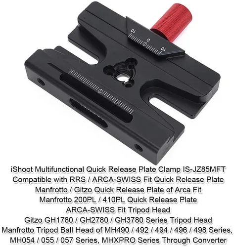 Miniatura 2 de iShoot Convertidor de abrazadera adaptadora compatible con Manfrotto 200PL 410PL, Arca-Swiss Fit Placa de liberación rápida y cabezal de trípode