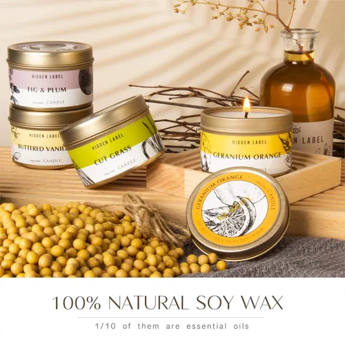 Miniatura 2 de Hidden Label Juego de velas de otoño, paquete de 4 velas perfumadas para el hogar, juego de velas de aromaterapia para mujeres, alivio del estrés