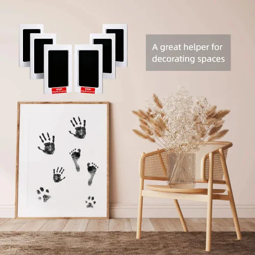 Miniatura 4 de Kit de memoria sin tinta de 15 juegos para impresiones de manos y pies, impresiones de patas de mascotas, almohadilla táctil limpia con tarjetas