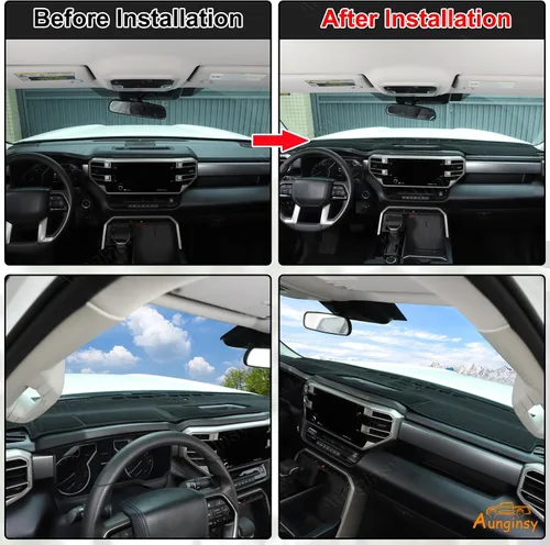Miniatura 5 de Cubierta antideslizante para salpicadero de automóvil, color negro, para Toyot@a Tundra 2022-2025, tapete de poliuretano para salpicadero, tapete
