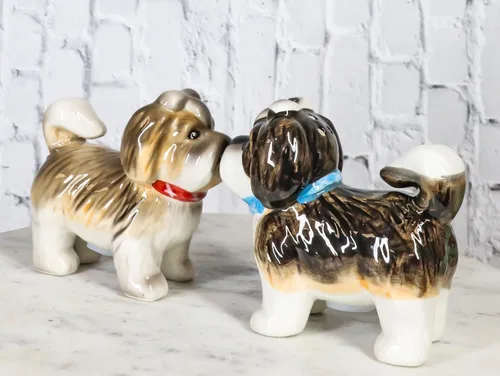Miniatura 7 de Ebros Gift Juego de figuras de cerámica animadas de perro Shih Tzu para cocina, salero y pimentero, 3 pulgadas de largo, pedigrí, cachorros, perros